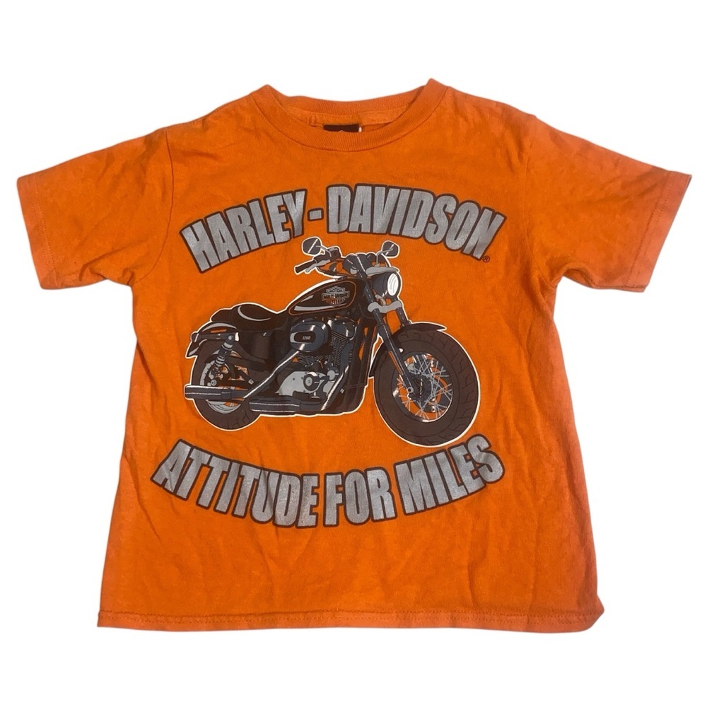 Harley-Davidson‎ Orange Short Sleeve Tee with Motorcycle Graphic